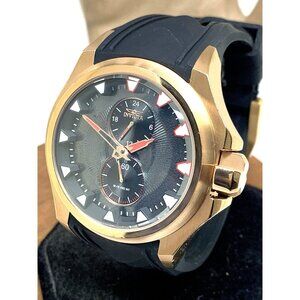 Invicta Men's Watch 38015 S1 Rally Quartz Black Dial Rose Gold Rubber Band 47mm